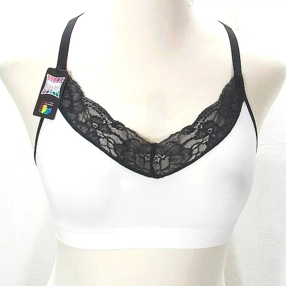 SMALL Maidenform Fit To Flirt Seamless Lace Bralette Ivory Black NWT - Picture 1 of 4